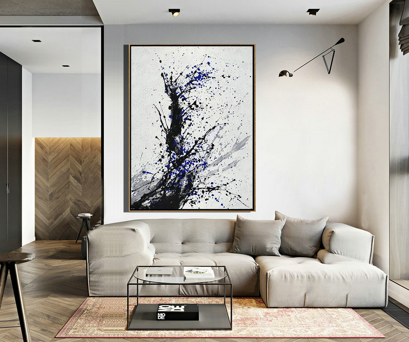 Large Abstract Art Handmade Oil Painting,Hand-Painted Black,Original Abstract Painting Canvas Art